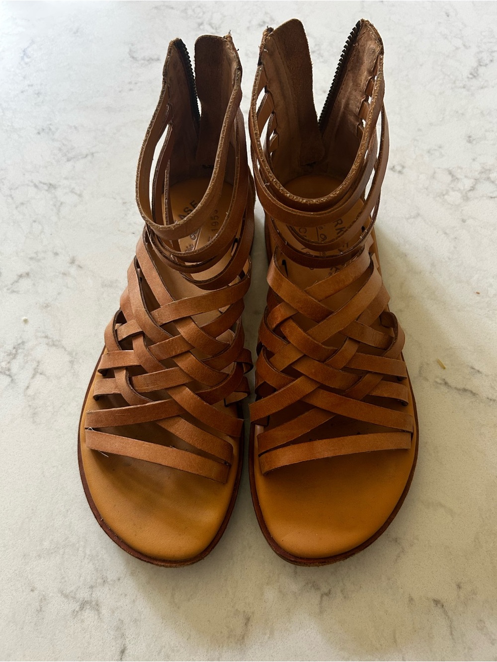 Kork-Ease Women's Tan Woven Leather Strappy Sandals